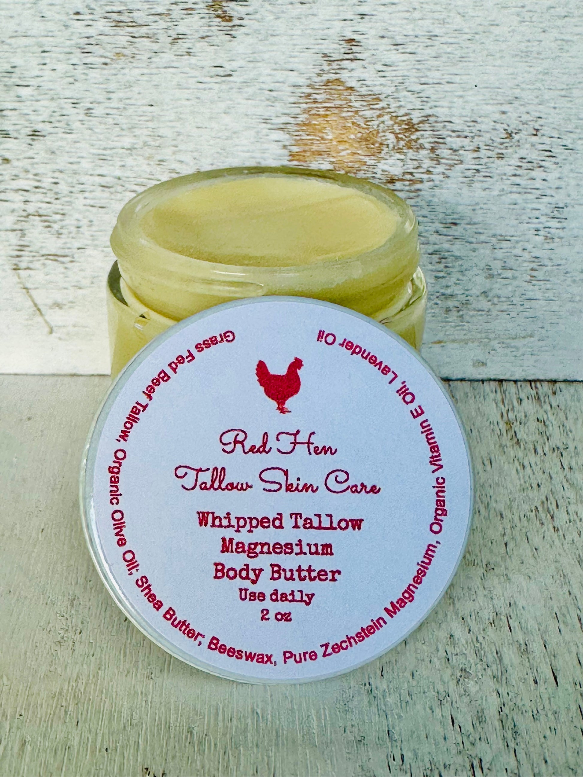 Red Hen Tallow Skin Care Whipped Tallow Magnesium Body Butter